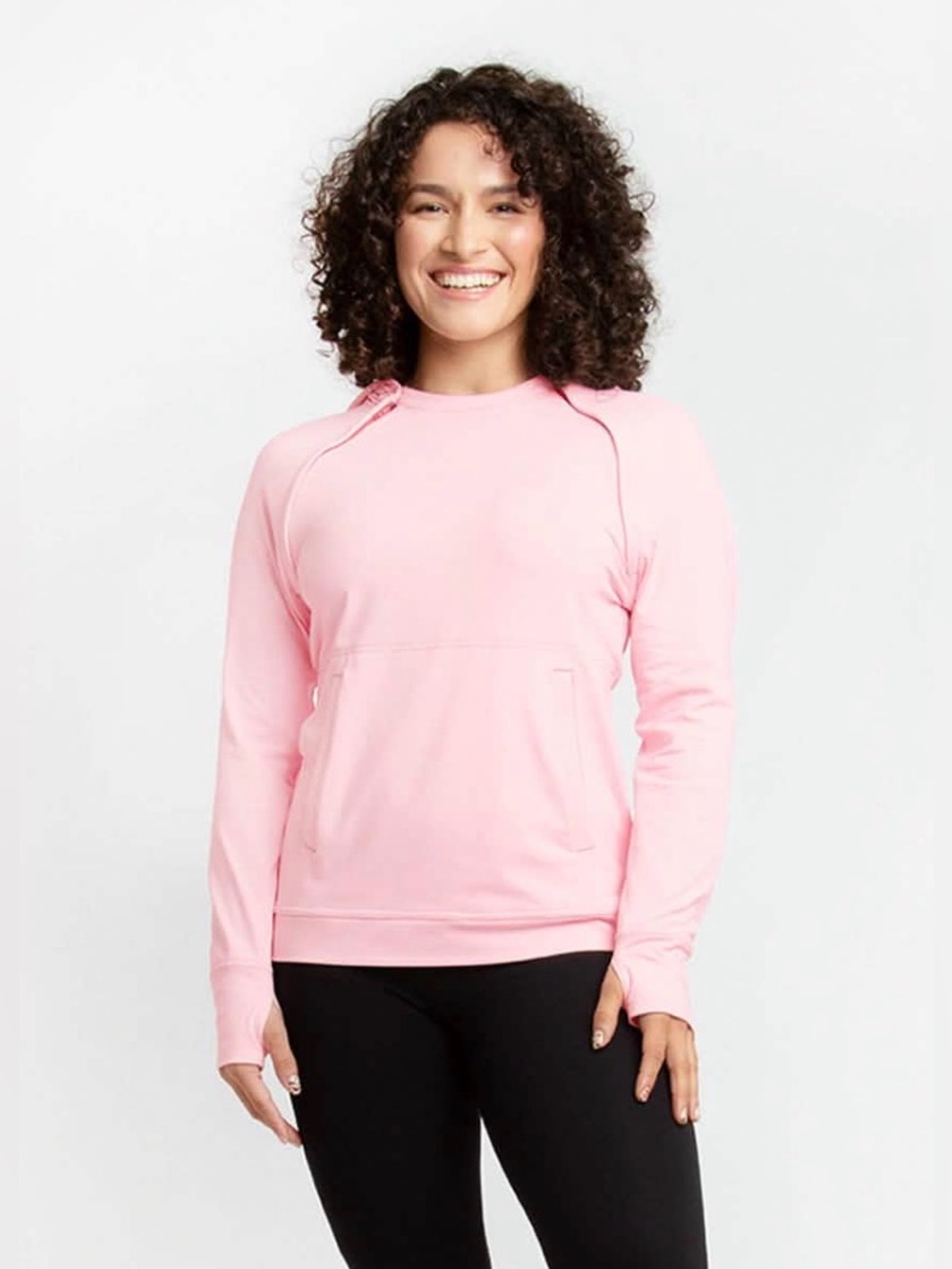 Care + Wear Oscar de la Renta Pink Stretch Hoodie Chest Port Access Size Large